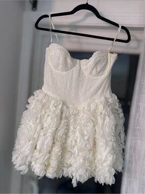OH POLLY Ivory Floral Beaded Party Dress us6